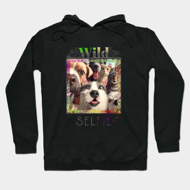 Dog Cat Pet Wild Nature Funny Happy Humor Photo Selfie Hoodie by Cubebox